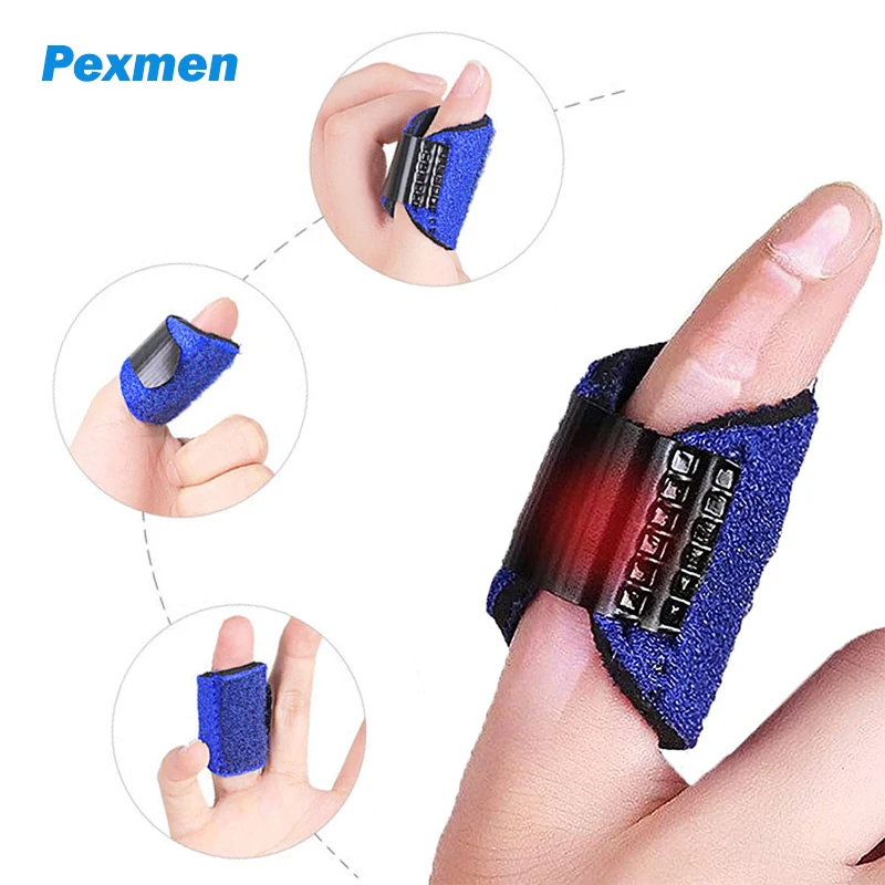 

Pexmen 1/2Pcs Finger Splint Adjustable Trigger Finger Brace Support Stabilizer Protector for Broken Arthritis Injured Fingers