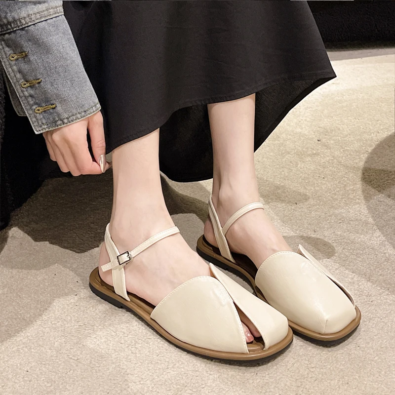 Tulip Sandals Woman Brand Design Floral Bud Shoes Ladies Summer Concise Open Toe Ankle Strap Flat Sandalias De Mujer