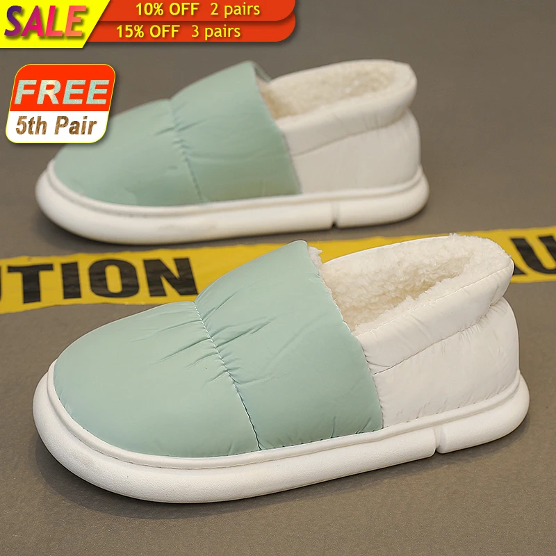 

Unisex Winter Home Slippers Women And Men Slippers Waterproof Warm Indoor Footwear