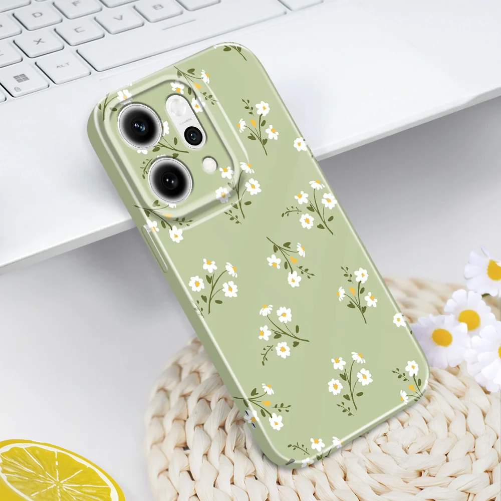 Фото Чехол для телефона с красивыми цветами для OPPO Reno 14 14F 13 13F 12 12F 11 11F 10 8 8Z 8T 7 7Z Pro 4G 5G, жесткий чехол с пленкой. №2