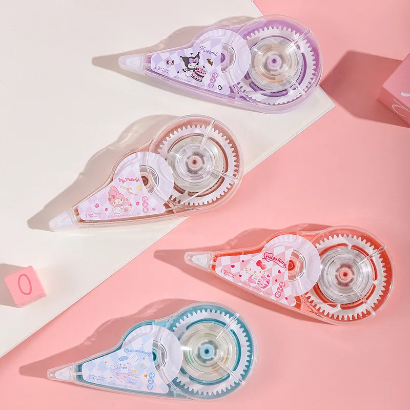 

4pcs Sanrios Mymelody Cinnamoroll Kuromi kawaii Anime Cartoon Correction Tape Anime white out adhesive roller correction tape