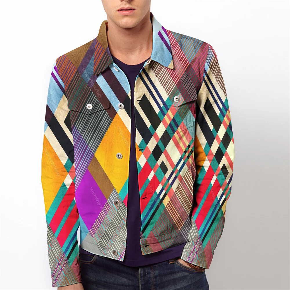 

2022 Fall New Fashion Cool 3d Digital Printing Men's Jackets Outwear Clothes Casual Long Sleeve Turndown Collar Coat for Men