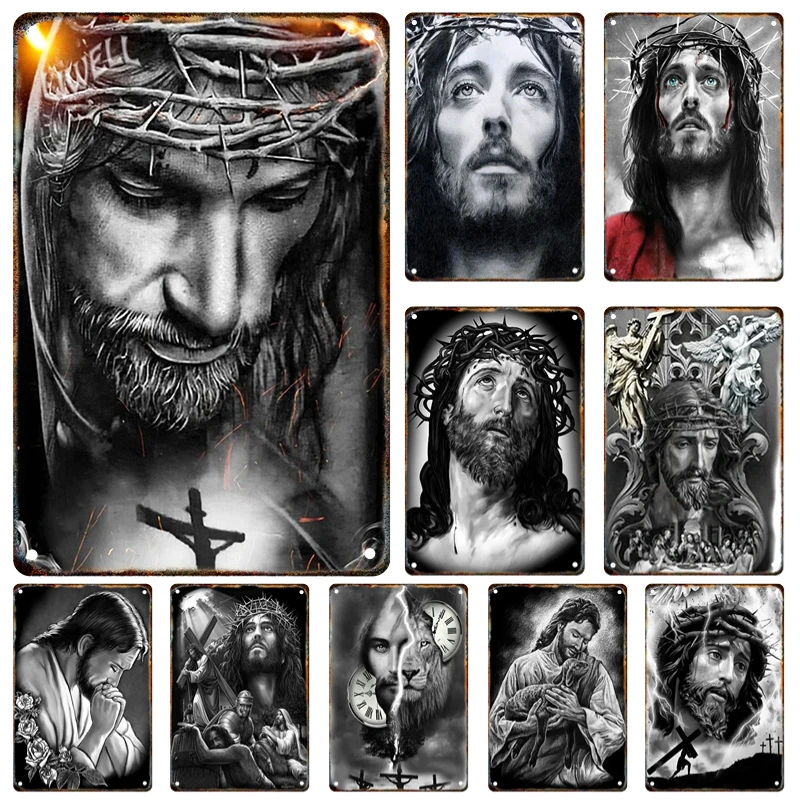 

Jesus Christian Tin Painting Metal Signage Easter Vintage Poster Home Bedroom Man Cave Christian Muslim Wall Decorative Panels 1