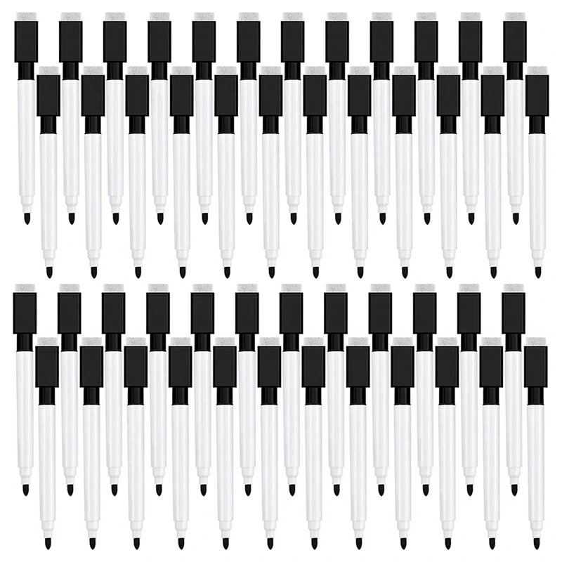 

60 Pieces Whiteboard Erase Marker Plastic Whiteboard Erase Marker With Erasers Cap For School And Office