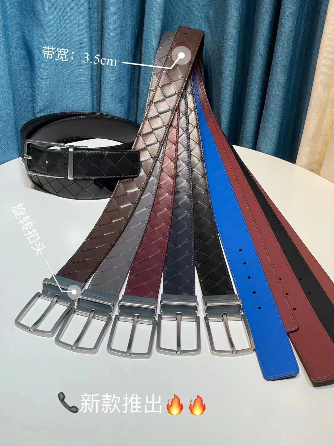 Italian Calfskin Hand Woven Belt Casual Dress Silver Buckle Chic and Elegant