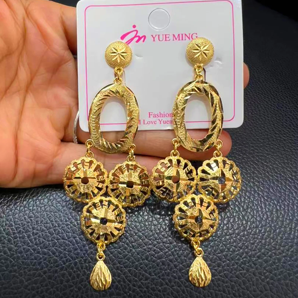 

Long Earrings For Women 18k Gold Plated Dubai African Style Tassel Wedding Earrings Women Indian Earring