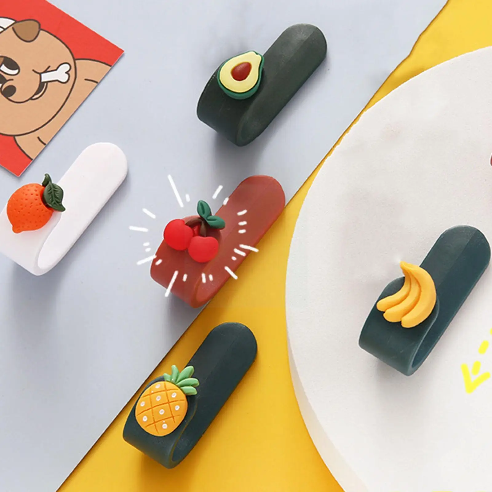 

5.5cm Fruit Cartoon Hook Self Adhesive Punch-free Plastic Z7m3 Home Organizer Door Hanger Accessories Decoration E4n4