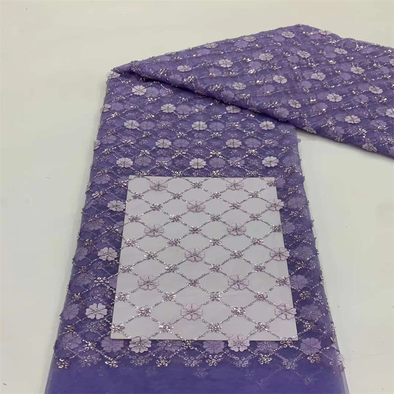 2023 элегантная кружевная ткань с бусинами и блестками Высококачественная