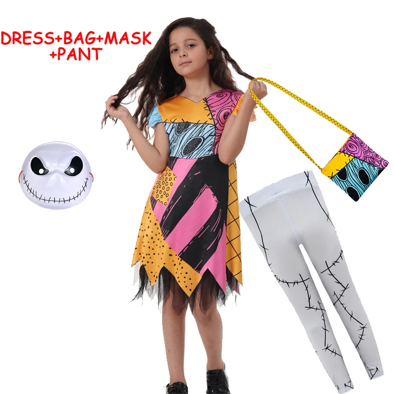 2024 детский Косплей-костюм Салли Джек Кошмар перед Рождеством на Хэллоуин платья