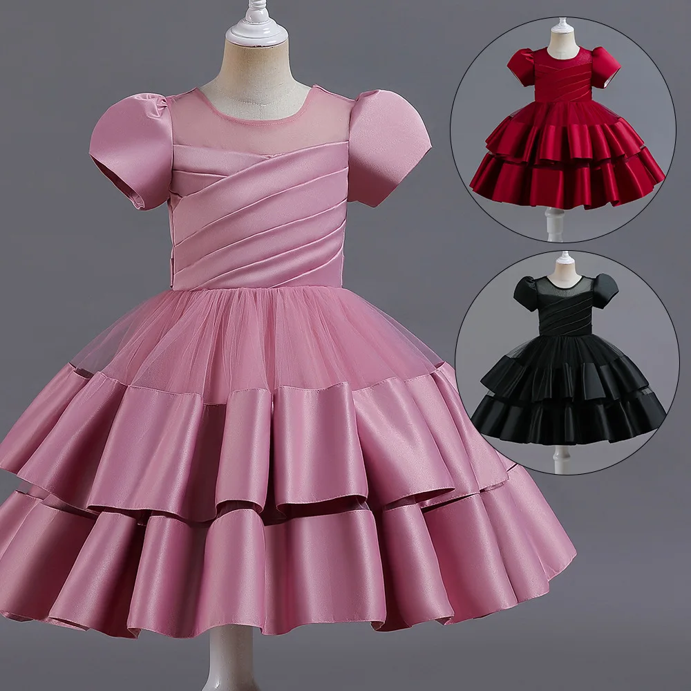 

2023 официальное детское платье подружки невесты для девочек, костюм с бантом, кружевные вечерние платья принцессы, сетчатая Одежда для девоч...