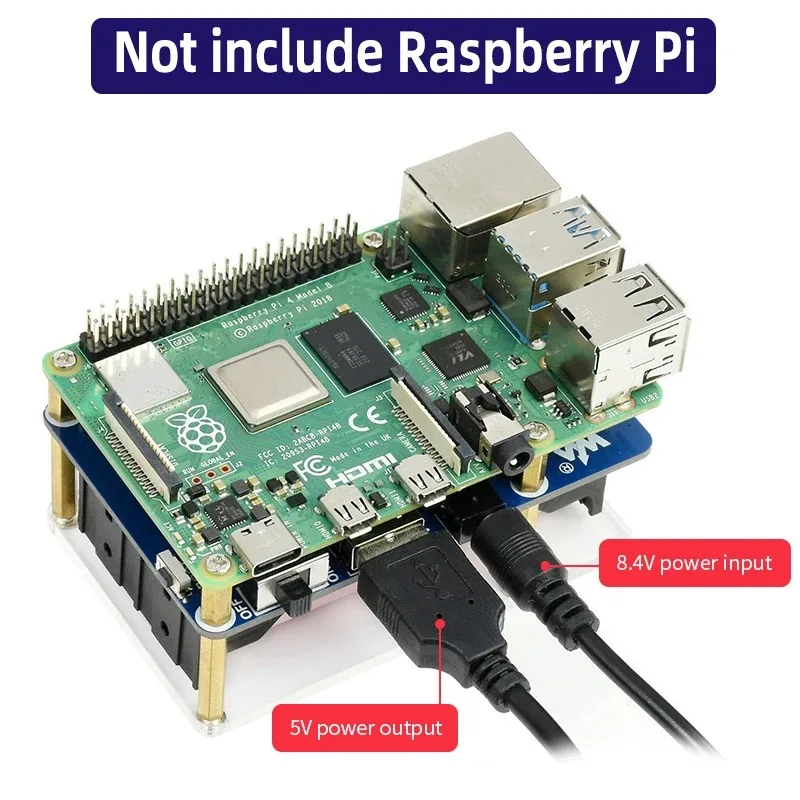 Фото VoFS Raspberry Pi UPS HAT (B) 5V Источник бесперебойного питания 5А с высоким током и разъемом Pogo Pins для Pi 4B 3B+ 3B №3