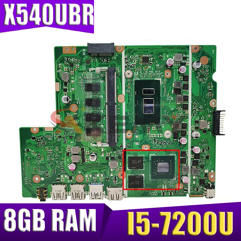 

Akemy For ASUS X540UB X540UBR X540UV laptop motherboard mainboard X540UB original mainboard with I5-7200U CPU 8GB RAM 2GB-GPU
