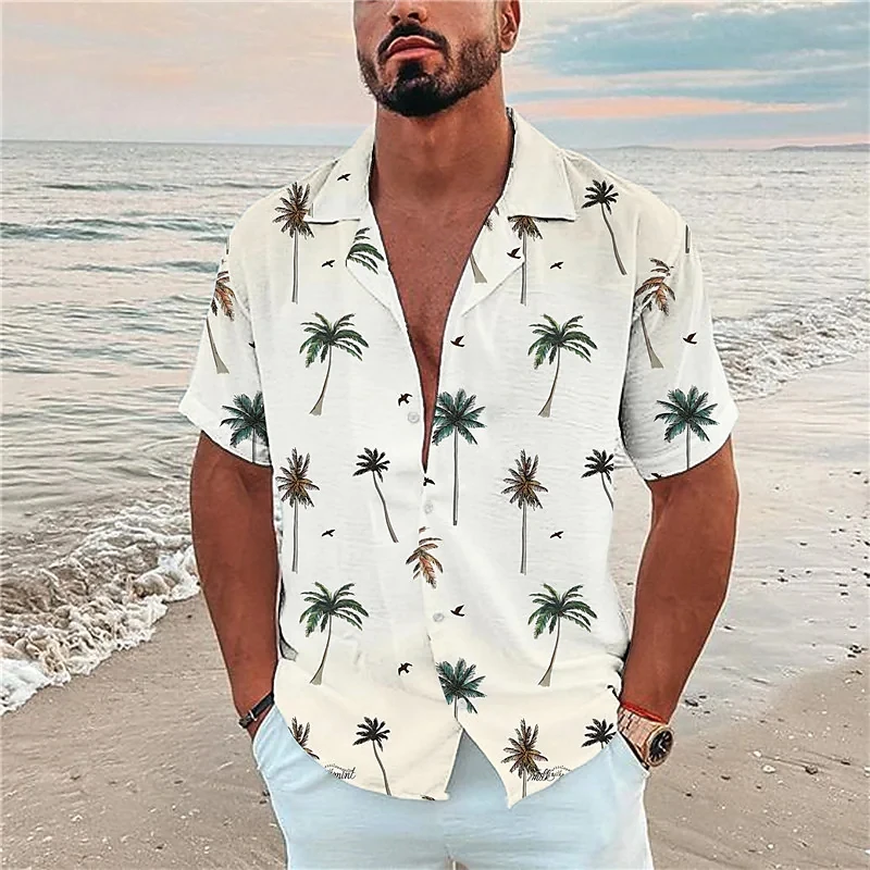 

Summer Beach Coconut Tree Print Shirt for Men 3d Print Hawaiian Men's Shirt Short Sleeve Fashion Trend Tee Men's Blouse Top 5xl