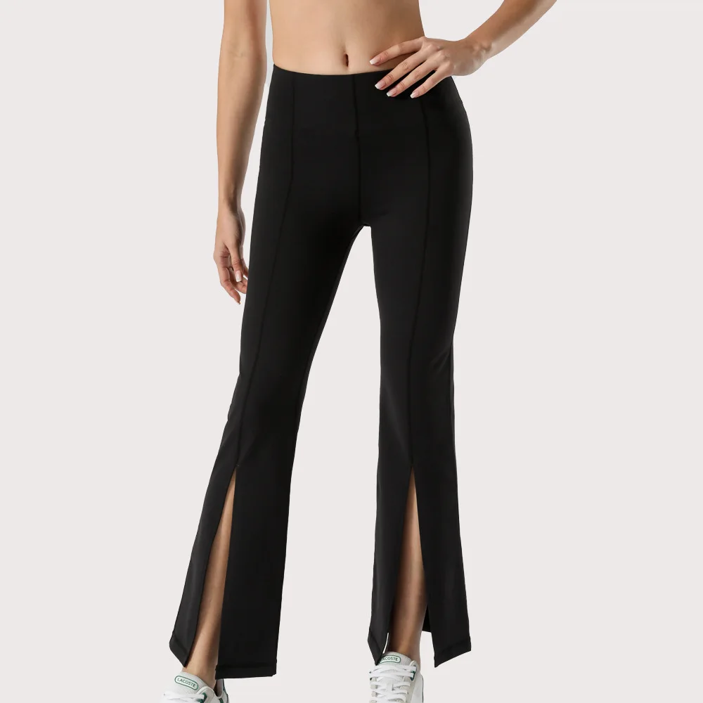 Women Yoga Pants High Waist Horn Female Buttock Dance Workout Running Sports Outside Ladies Split Pants Leggings