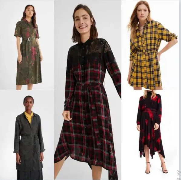 

Spain desigual women's dress cardigan print fashion long windbreaker skirt stitching show thin waist new products