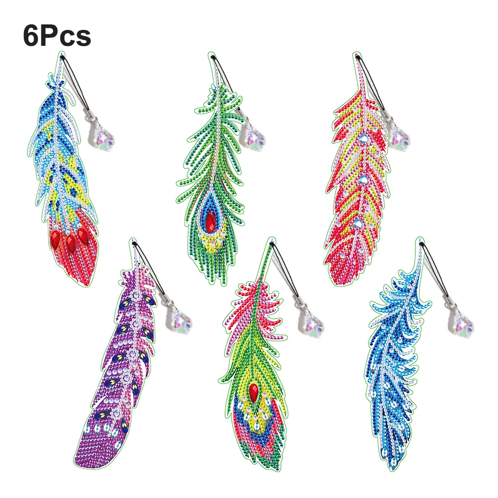 

6pcs Feather Diamond Painting Bookmarks DIY Diamond Art Crafts Rhinestone Embroidery Mosaic Book Mark Handmade Gift