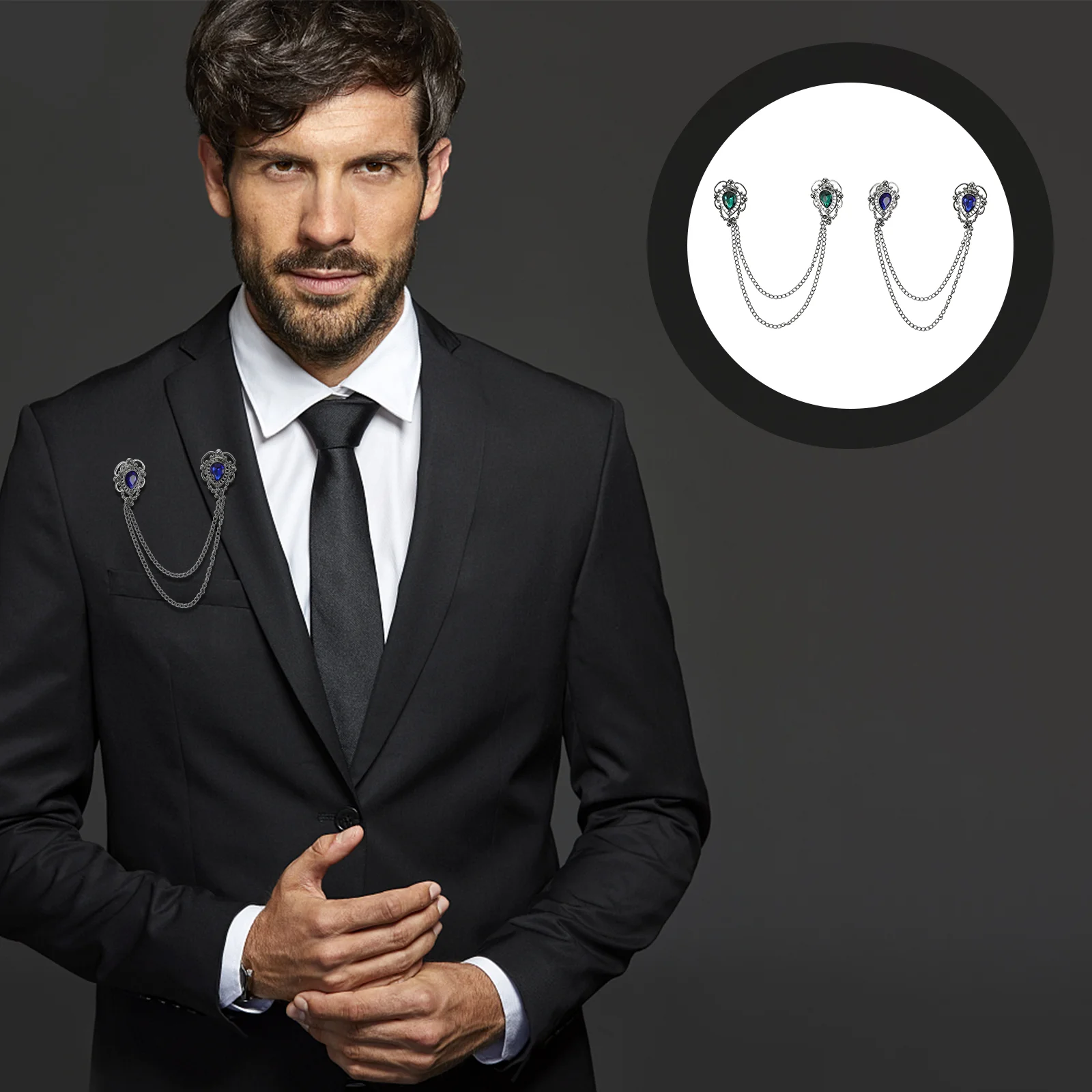 

Wedding Brooch Jewelry Drop Collar Mens Metallic Shirts Alloy Chain Buckles