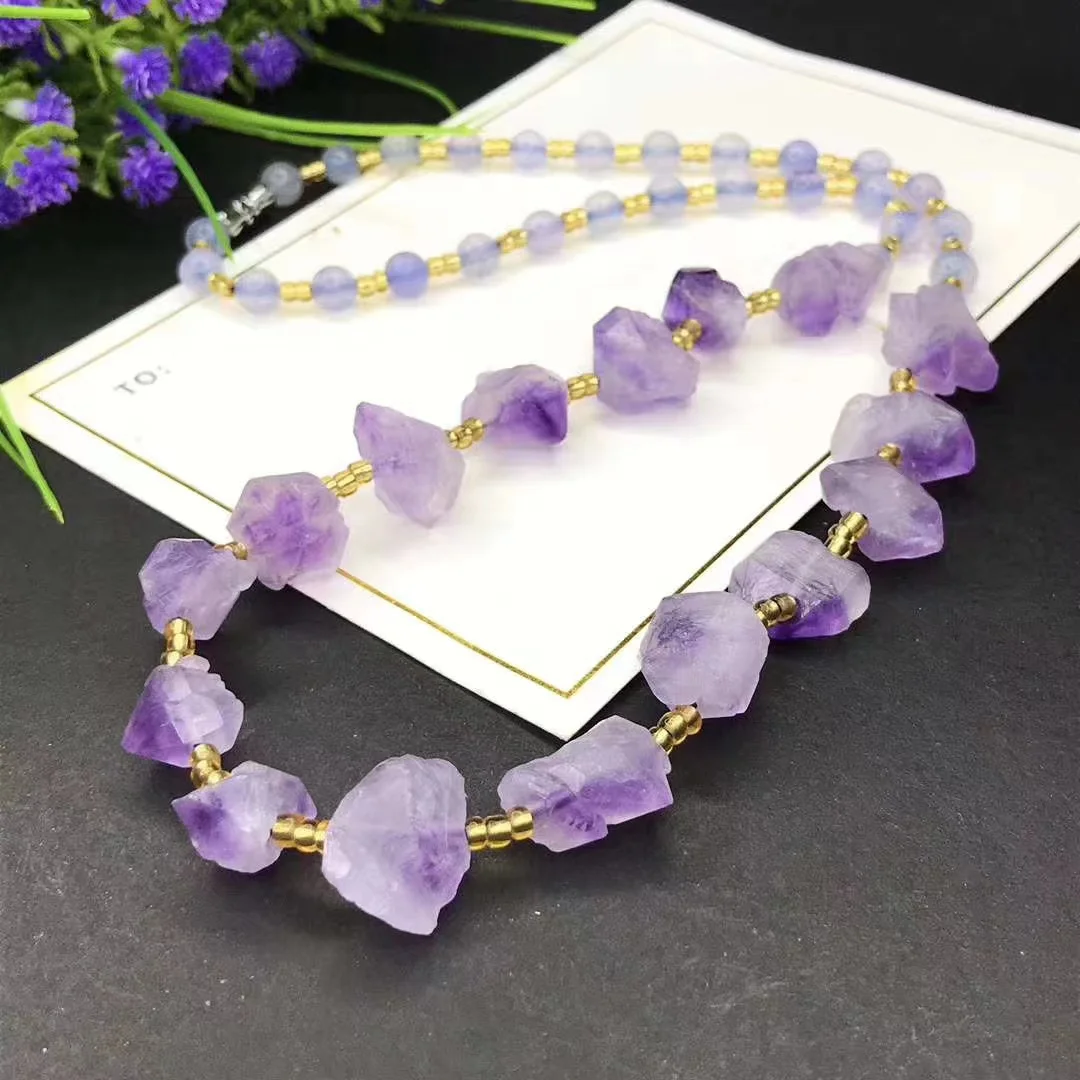 

AmethystNecklace Men's Energy Stone Necklace Women's Sweater Chain Unisex Men's and Women's Jewelry Accessories