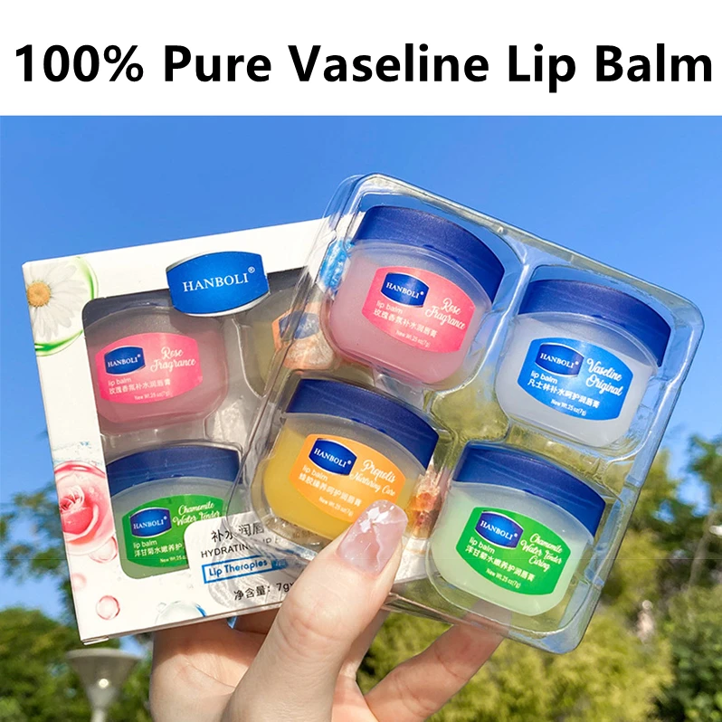 

4PCS Vaseline Lip Balm Set Moisturizing Lip Mask Men And Women Lip Care Anti-drying Balm Lipstick Base Petroleum Jelly Lip Balm
