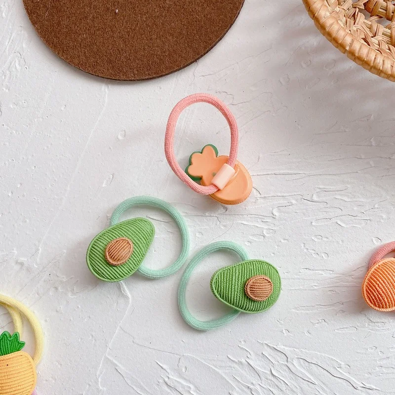 

2 Pcs Cute Fruit Elastic Rubber Hair Band Frosted Color Headdress Accessories for Girls Hair Ring Rope Holder Ornaments Gift