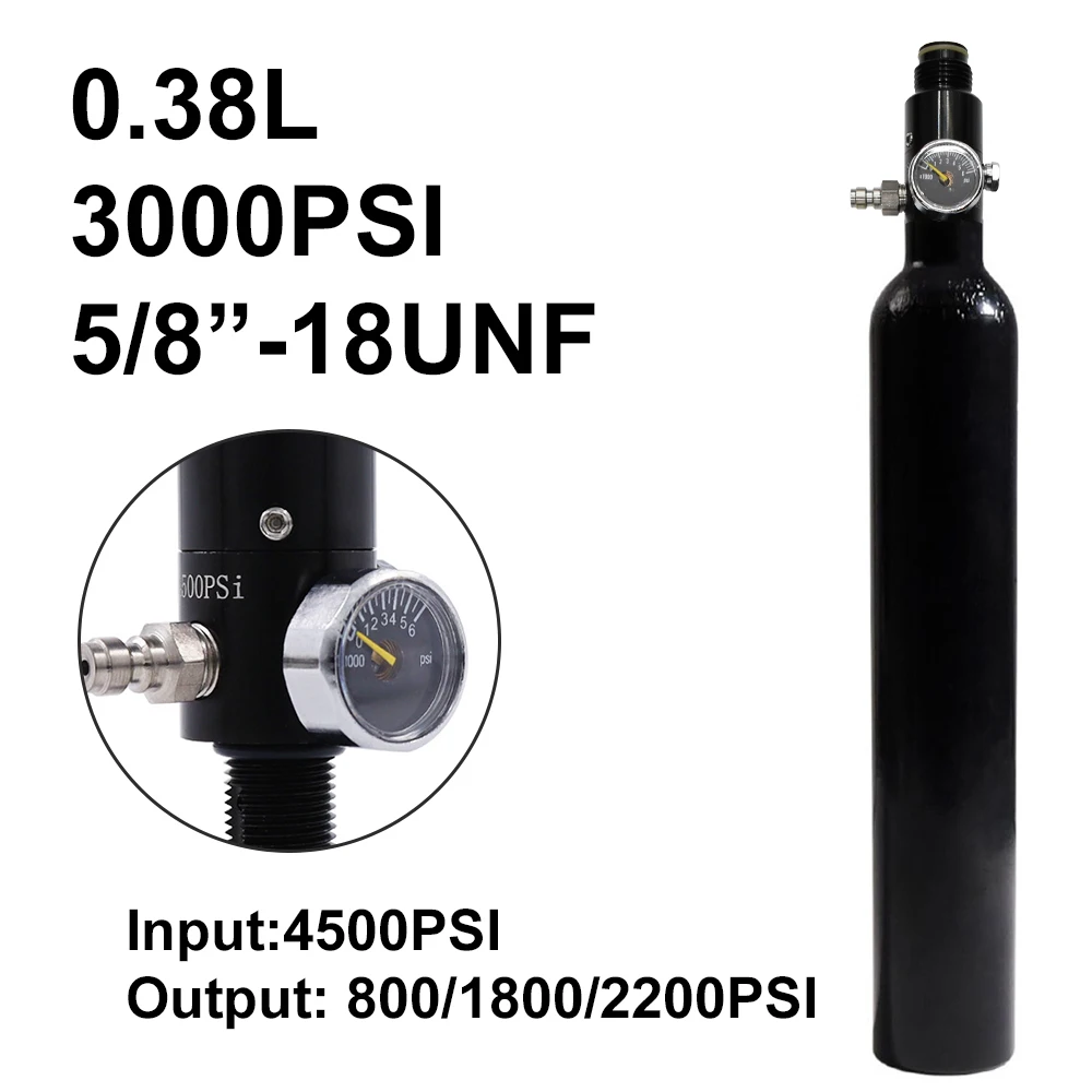 TUXING 200Bar 3000Psi 0.38L 380CC Aluminum Cylinder High Pressure Air Tank HPA Bottle Regulator Valve Fill Station 5/8