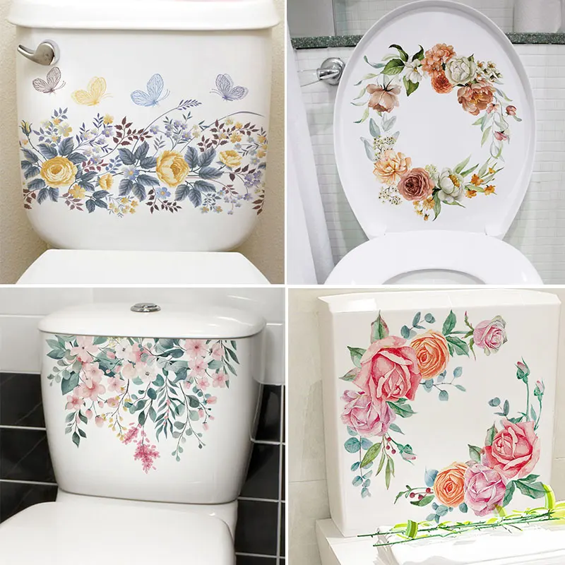 M104 Наклейка на стену с изображением бабочки и цветов декор для ванной туалета