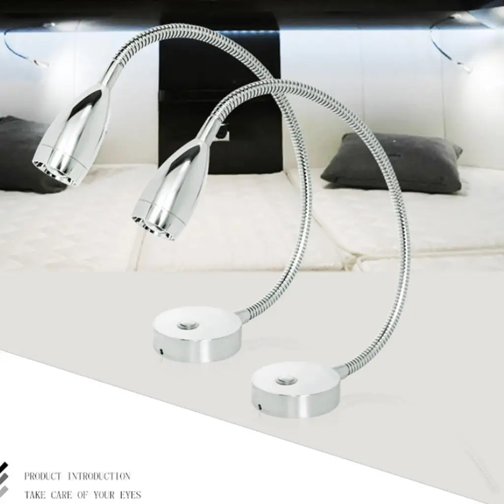 

12V Boat LED Reading Lights Touch Sensor Switch Lamp 360 Deg Rotation