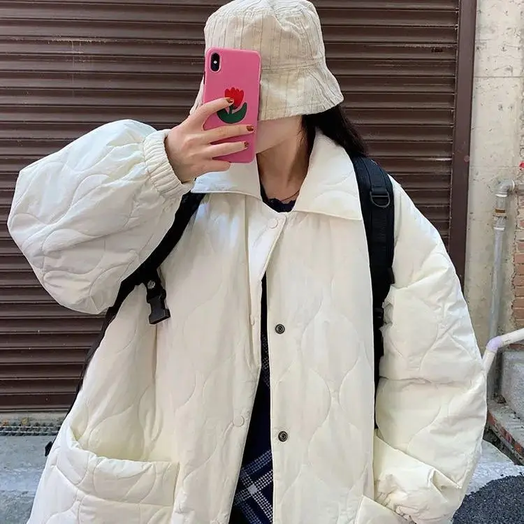 Oversized Fashion Parkas Hooded Jacket Women's Winter 2022 Loose Cotton Padded Coat Thicken Warm Outerwear Female Korean