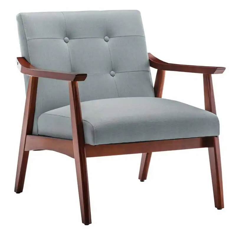 

a Natalie Chair, Gray Blue Fabric/Espresso