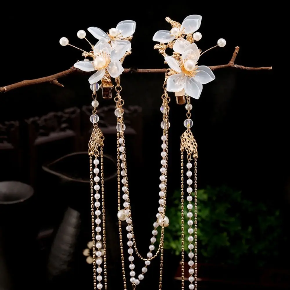 

Fashion Flower Long Tassel Imitation pearls Temperament Women Headwear Hair Accessories Hair Clip Wedding Headdress