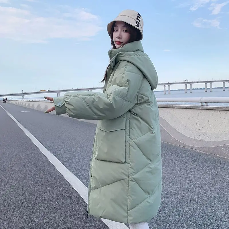 Winter Coat Women Autumn Winter 2023 New Korean Fashion Thicken Warm Parkas Ladies Casual Hooded Long Coats Pockets Cotton S88
