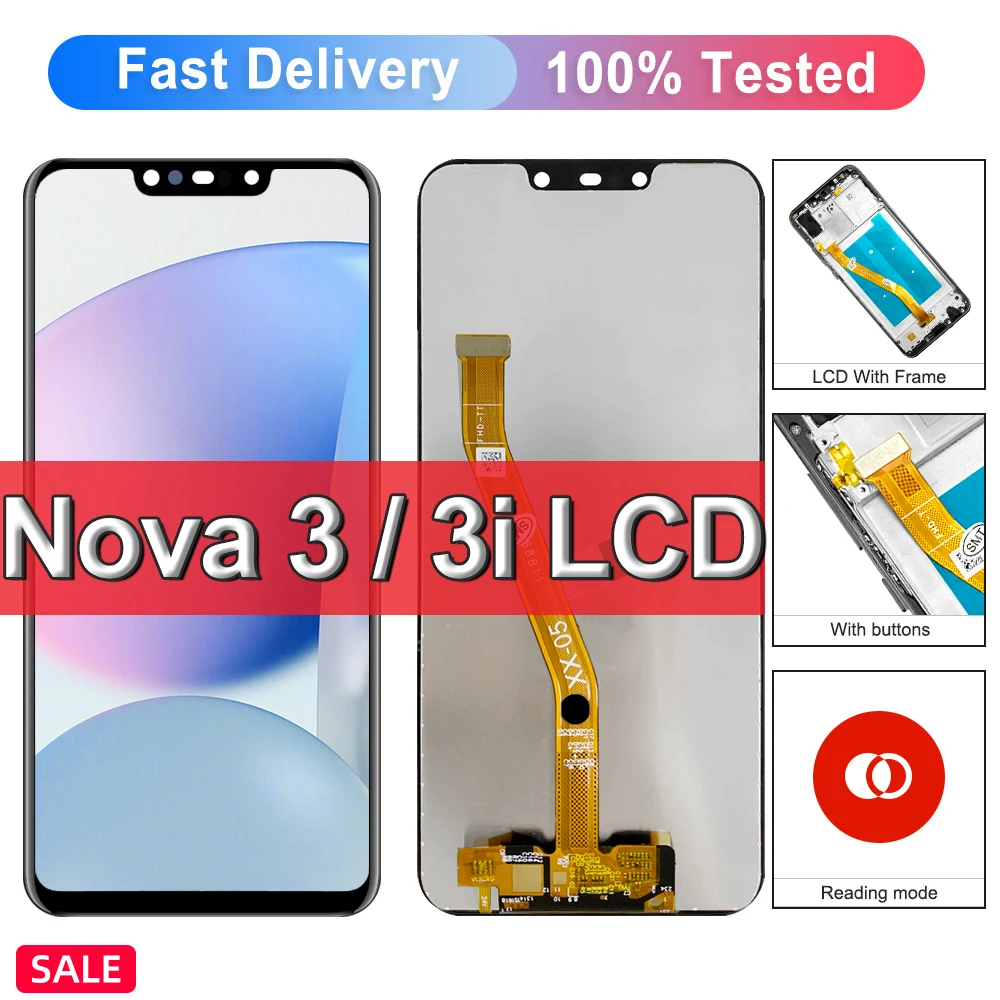 

Original For Huawei Nova3 PAR-LX1M,PAR-LX1,LX9 LCD Touch Screen Assembly Digitizer Replacement With Frame,For Nova3i INE-LX1 LCD
