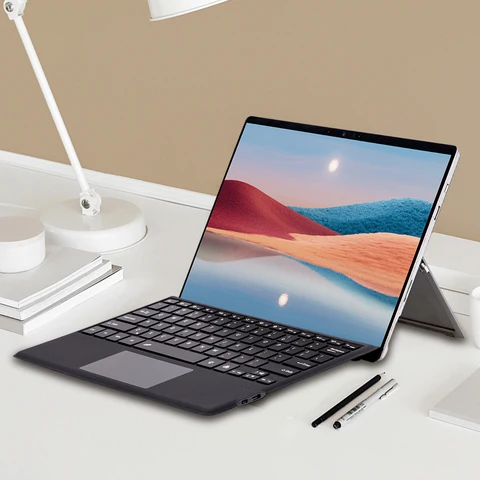 Беспроводная клавиатура, совместимая с Bluetooth 5.1, 7 цветов, сенсорная панель с LED-подсветкой, перезаряжаемая клавиатура для Microsoft Surface Pro 3, 4, 5, 6, 7