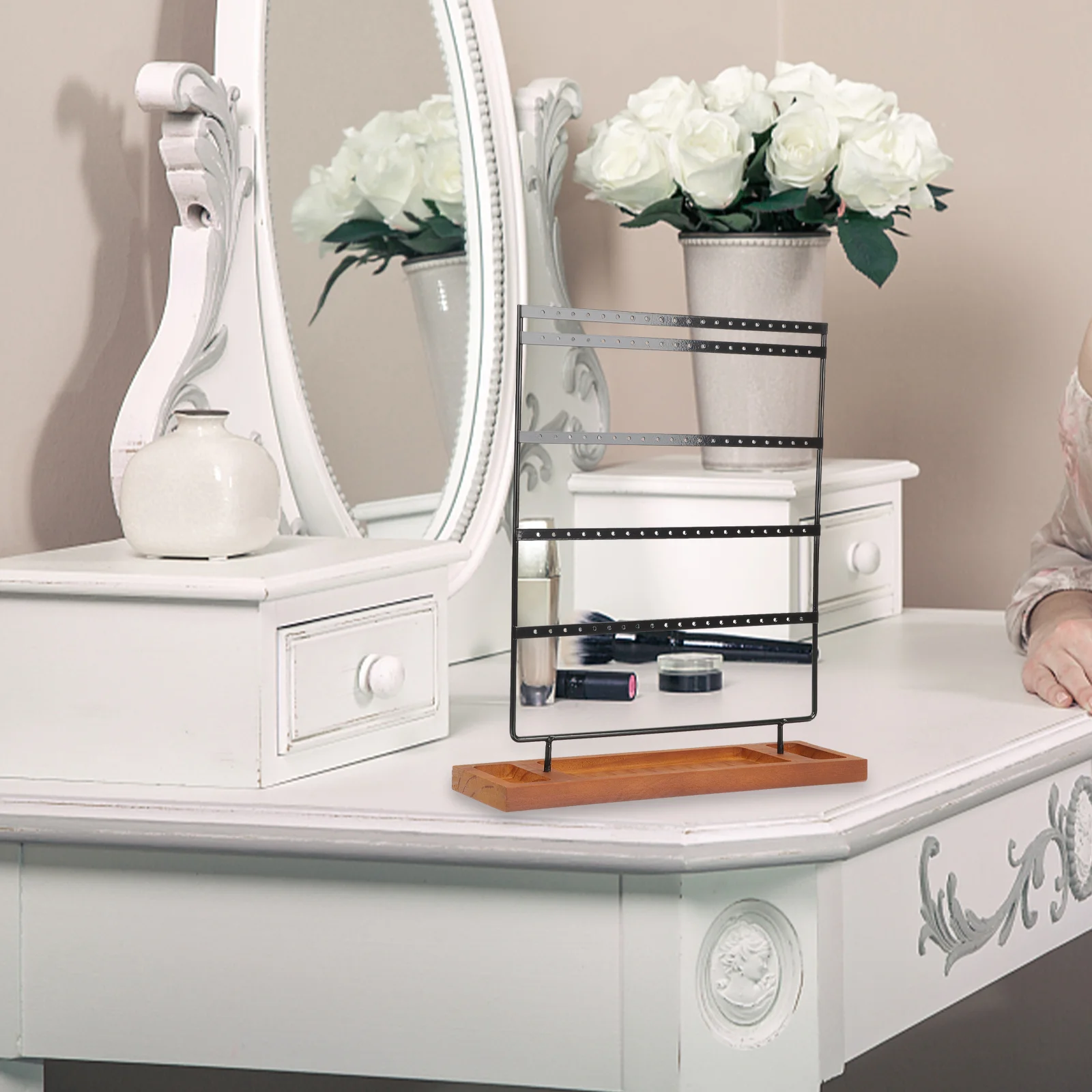 Earring Holder Jewelry Display Rack Organizer Stand Necklace Earrings Ear Stud Hanging Storage Desktop Studs Tower Dangle Tier