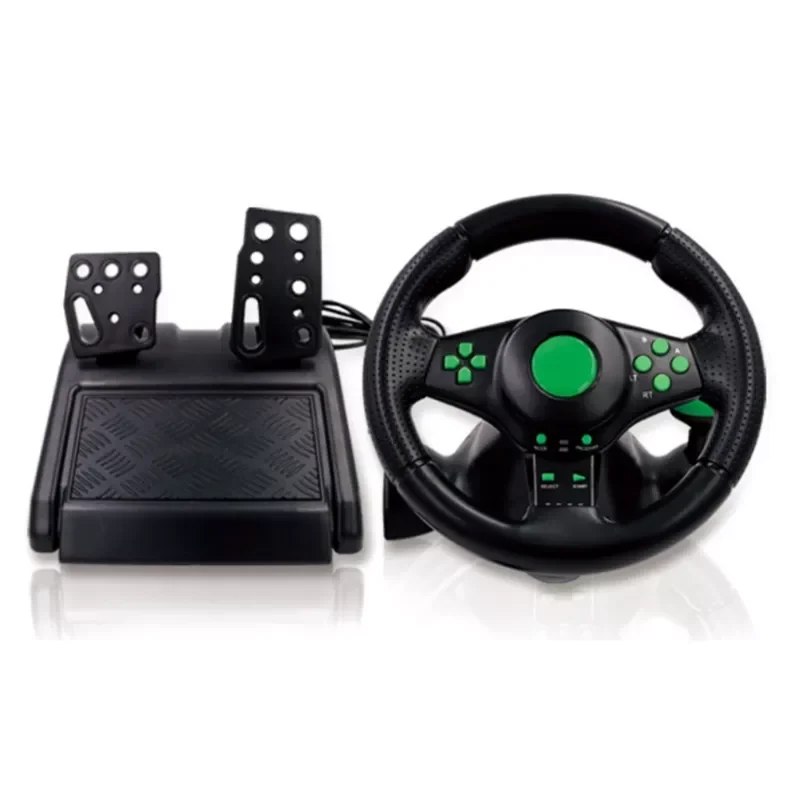 

4 in 1 Gaming Steering Wheel with Pedals 180 Degree Rotation Vibration USB Car Steering Wheel Compatible with