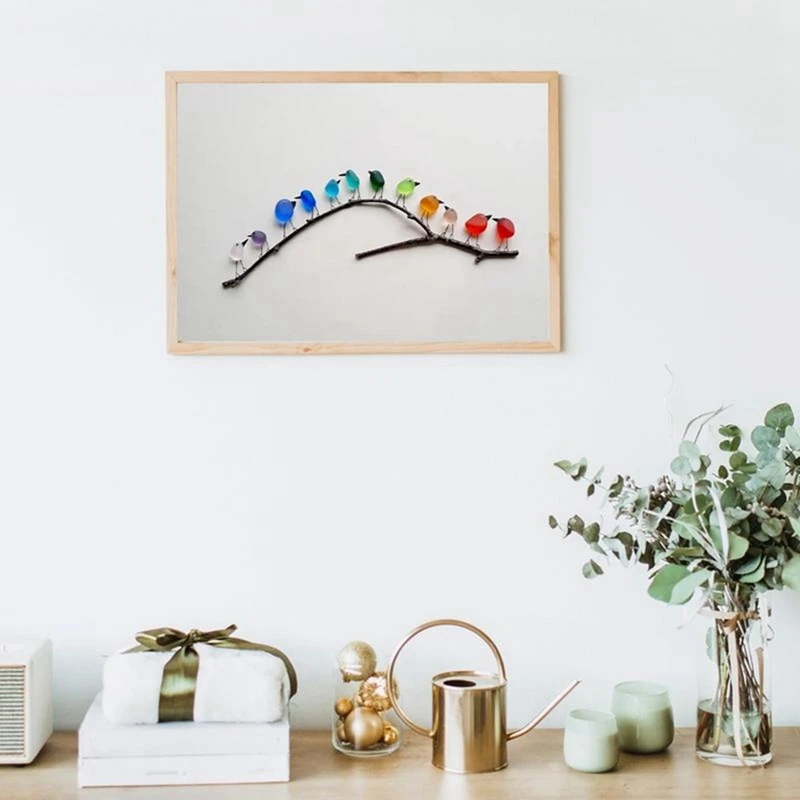 Морское стекло Радуга Птица долговечный деревянный настенный Декор уникальное