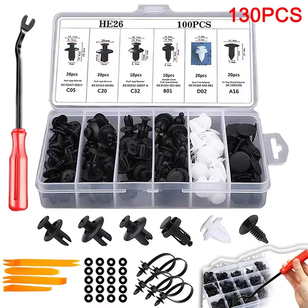 

Автомобильные фиксаторы и автозастежки в ассортименте — заклепки на бампер и крыло с 10 съемниками крепежа для кабельных стяжек для Toyota Honda