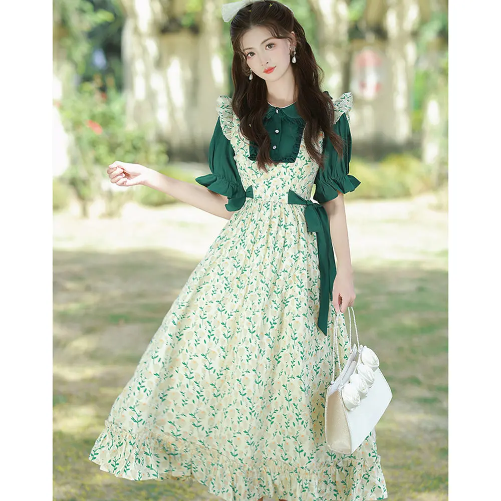 

Женское платье с цветочным принтом URIOR, платье из двух частей во французском ретро-стиле на бретельках, Новинка лета 2023