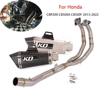51mm motorcycle full exhaust system slip muffler tip header link pipe stainless steel for honda cbr500 cb500x cb500f 2013 2022