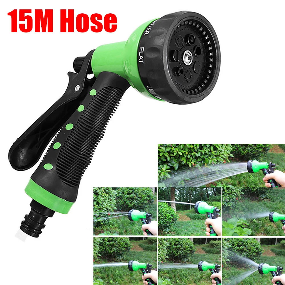 

15M EVA Garden Telescopic Spring Tube 7Modes Gardening Planting Watering Spray Gun Retractable Coil Magic Watering Hose Pipes