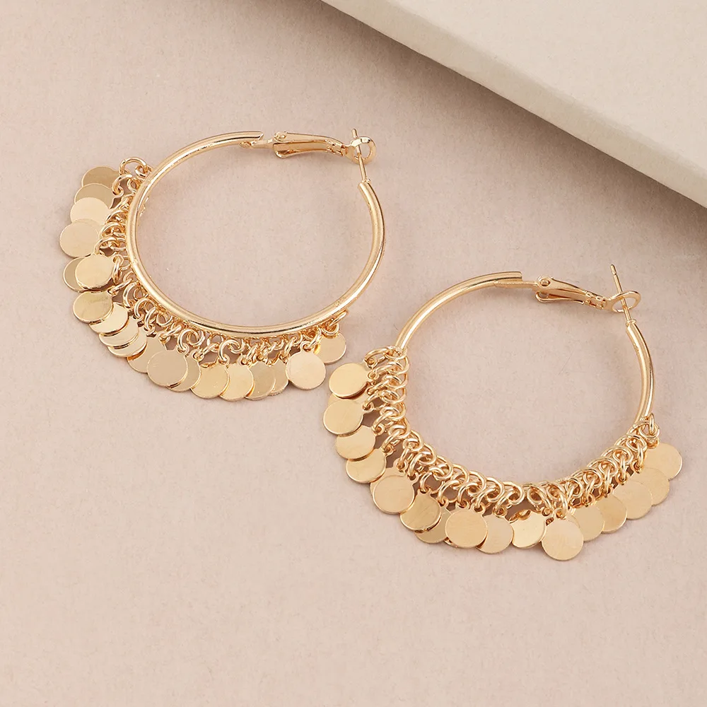 

Gold Hoop Earrings for Women Miami Thick Metal Gold Small Charms Fashion Trendy Loop Earrings Female Boho Gold Charm Jewelry
