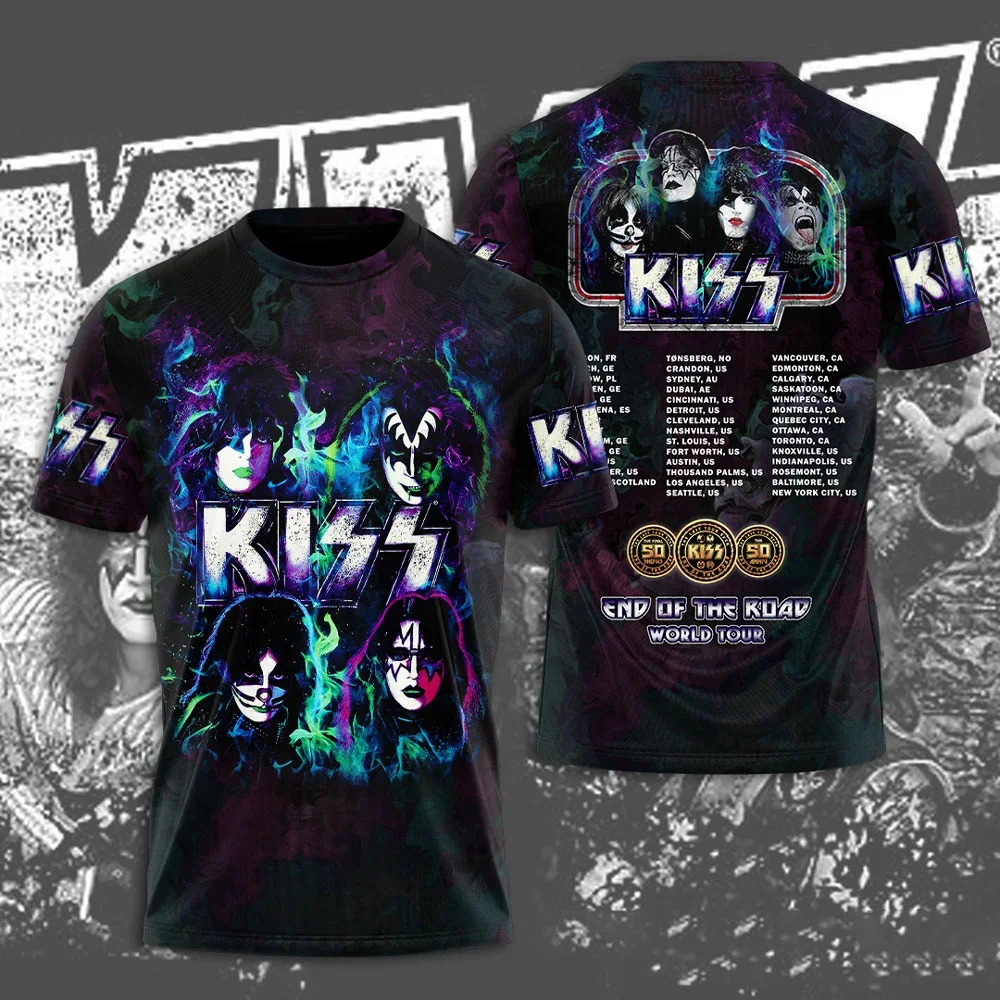 Футболки с 3D-принтом Rock Band Kiss, летние, для мужчин и женщин, забавные, в стиле хип-хоп, с коротким рукавом, круглым вырезом, уличный стиль, Y2K. (art.: 3920da1e3cc87) - 3920da1e3cc87