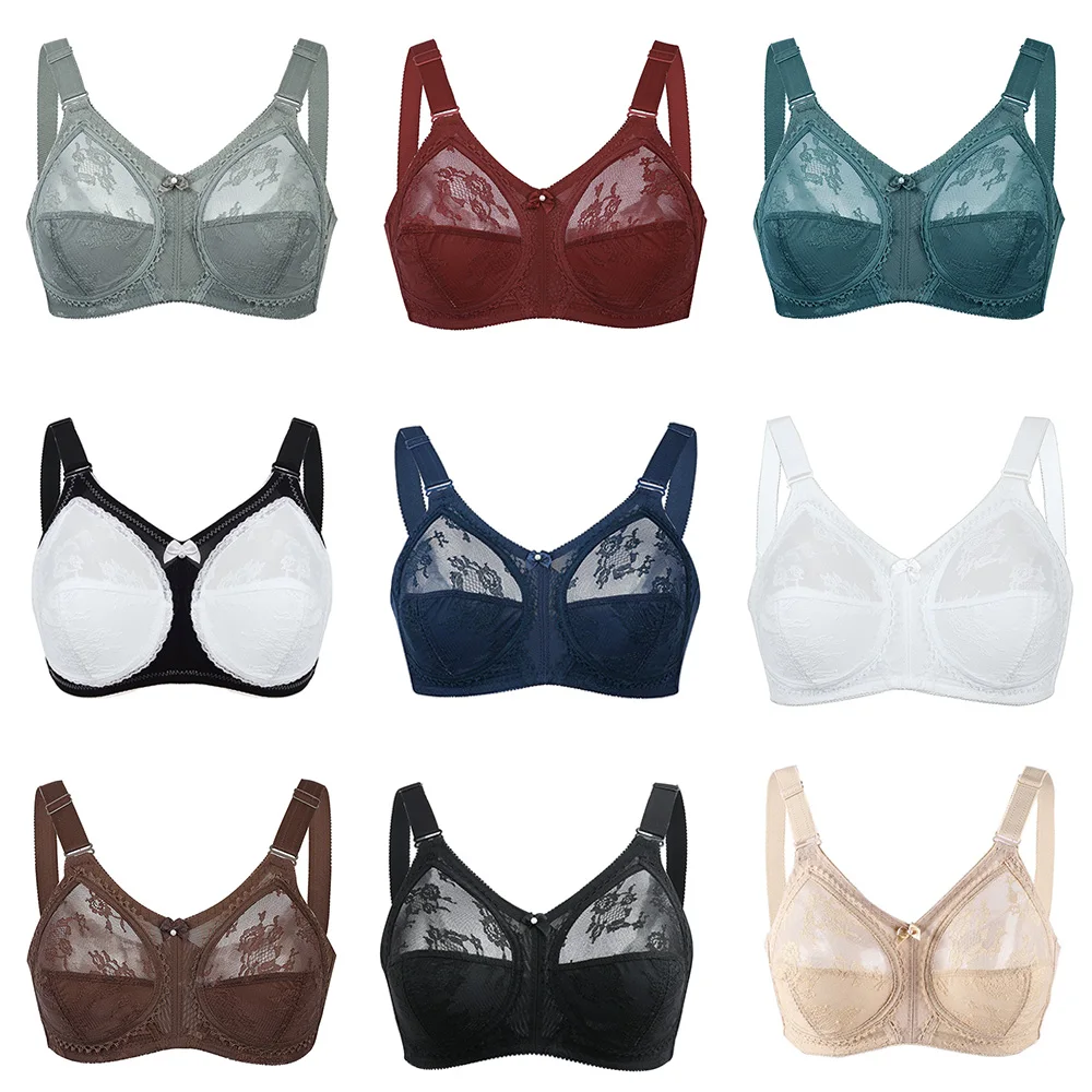 Sexy Women Bra Lingerie Lace Mesh Thin Plus Size Bra Wire Free Embroidery Bras For Women B C D E F G H I Cup