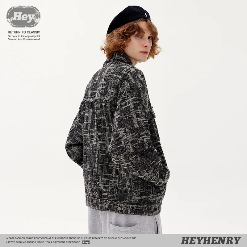 Retro Style Couple's Washed Denim Coat New Rough Selvedge  Denim Loose Denim Jacket Men's Women's Casual Sport Coat