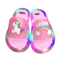 fashion kids glow slippers summer beach shoes led casual sandals baby boy girl princess rainbow slippers luminous lighted shoes