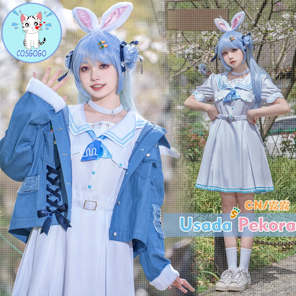 

Vtuber Usada Pekora Cosplay Costume Wigs Braids Hololive Fantasy Bunny Girl Lolita Outfit JK Uniform Lovely
