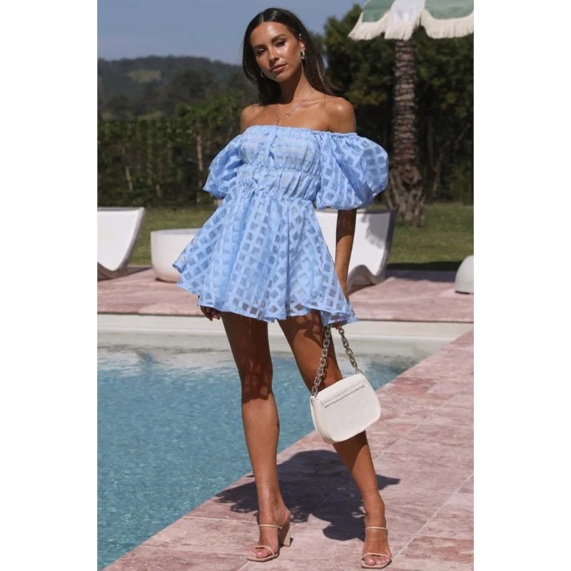

2023 Summer New Style Comfortable And Sexy Spicy Girl Bubble Sleeve Off Shoulder High Waist Fashion Short Women's Princess Dress