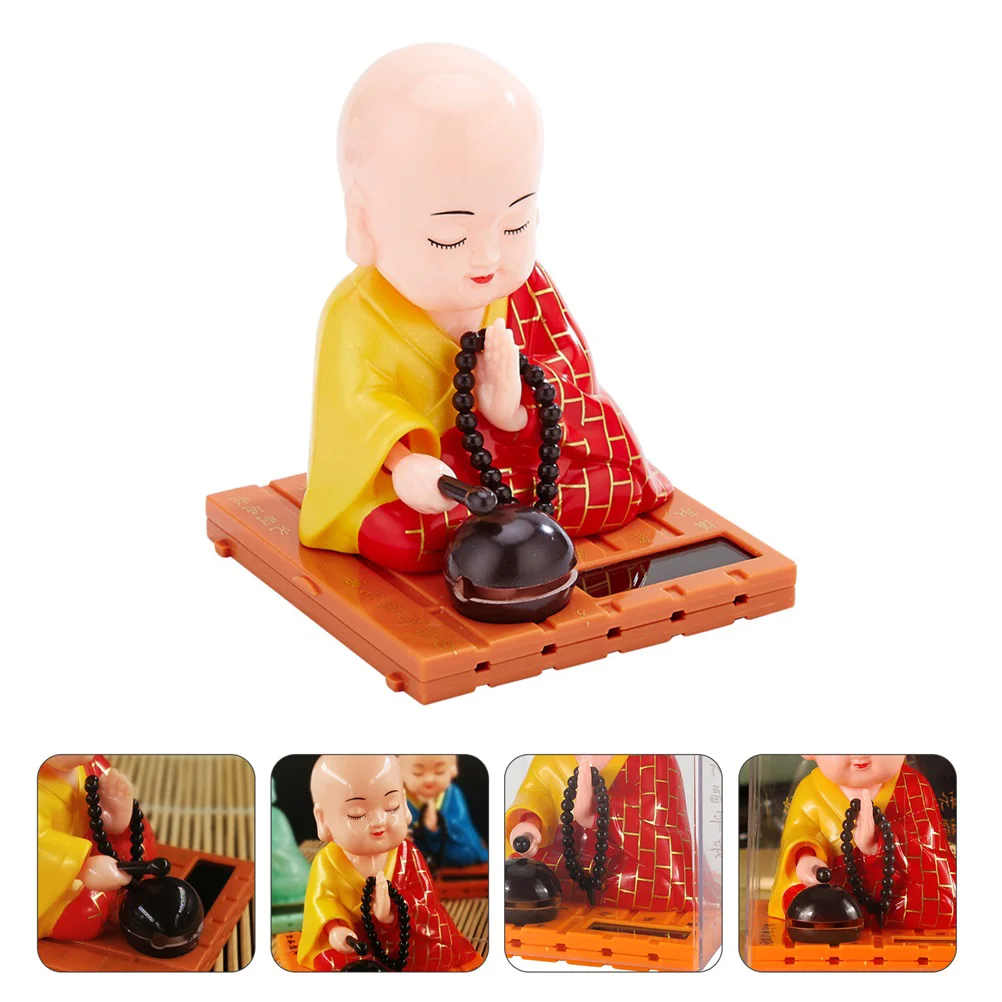 

House Decorations Home Ornaments Monk Statue Dash Board Solar Crafts Zen Car