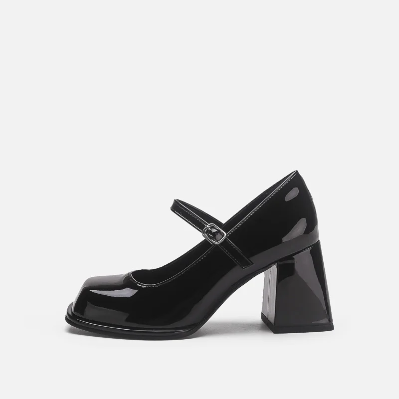 

Women's Shoes French Mary Jane Shoes New Leather Small Leather Shoes Women Thick Heel Square Toe High Heels Women