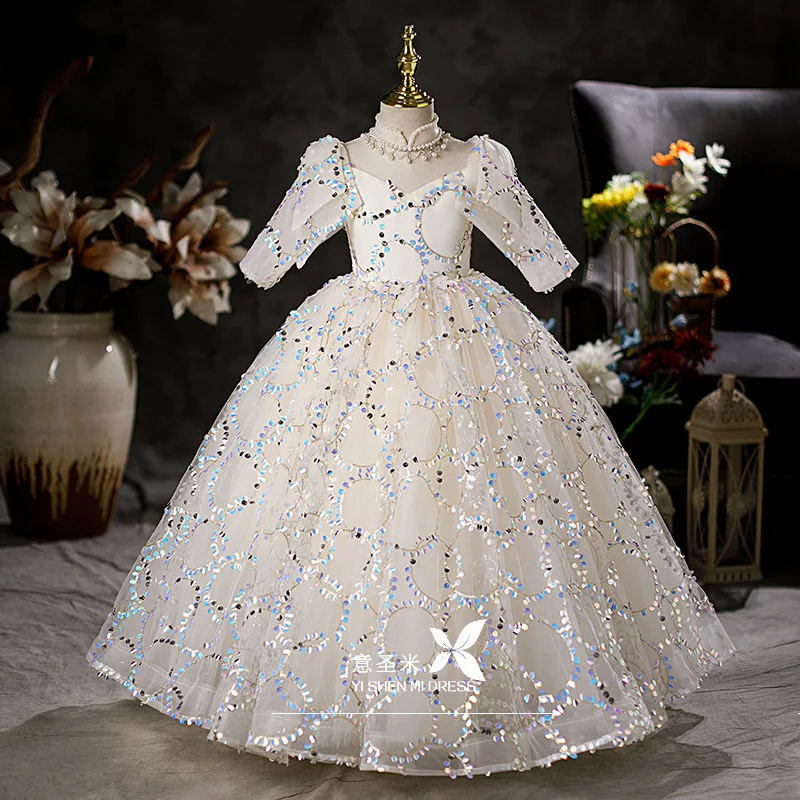 

Girl's Princess Dress High-end Dress 3-10Y Birthday Walk Flower Girl Wedding Dress